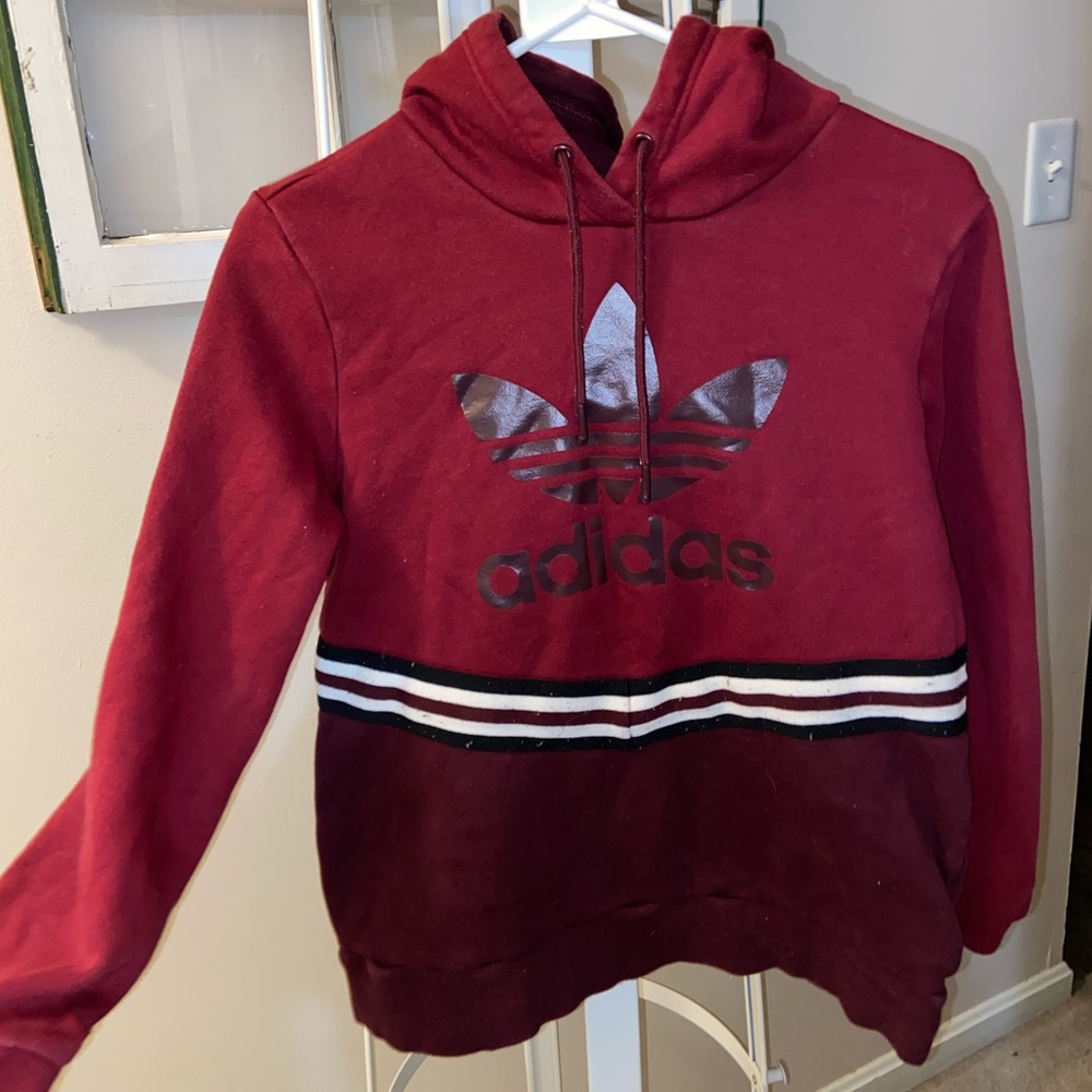 Adidas Maroon and Burgundy Hoodie